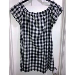 See and Be Seen Anthropologie Off Shoulder Black and White Gingham Dress Large